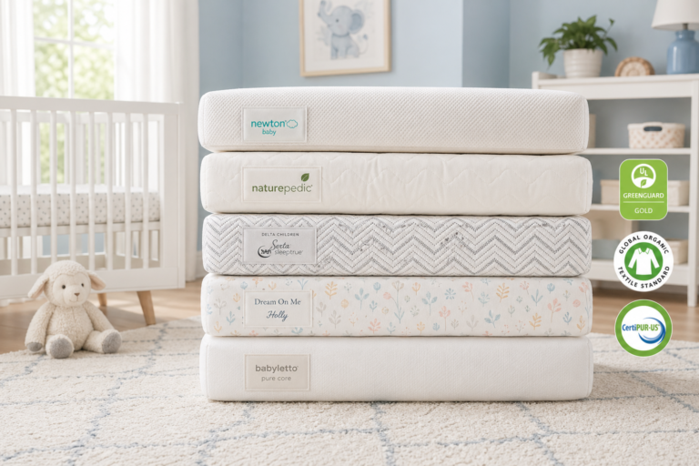 Best mini crib mattresses of 2026 including Newton Baby, Naturepedic, Delta Children Serta, Dream On Me Holly, and Babyletto Pure Core